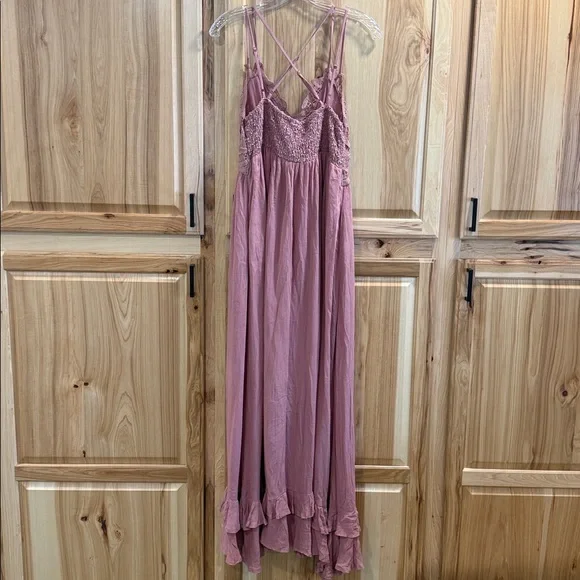 NWT Listicle Dusty Rose Ruffle Lace Victorian Inspired Feminine Maxi Dress Sz L - Picture 7 of 13